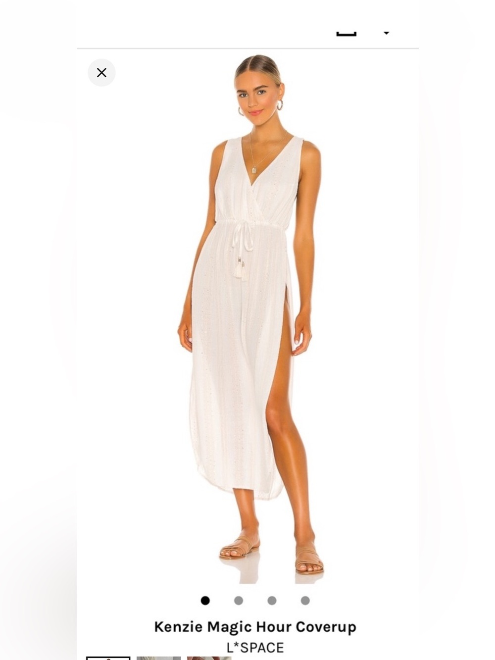 l*space Kenzie Magic Hour Cream & Sparkle Maxi Coverup with Tie Waist